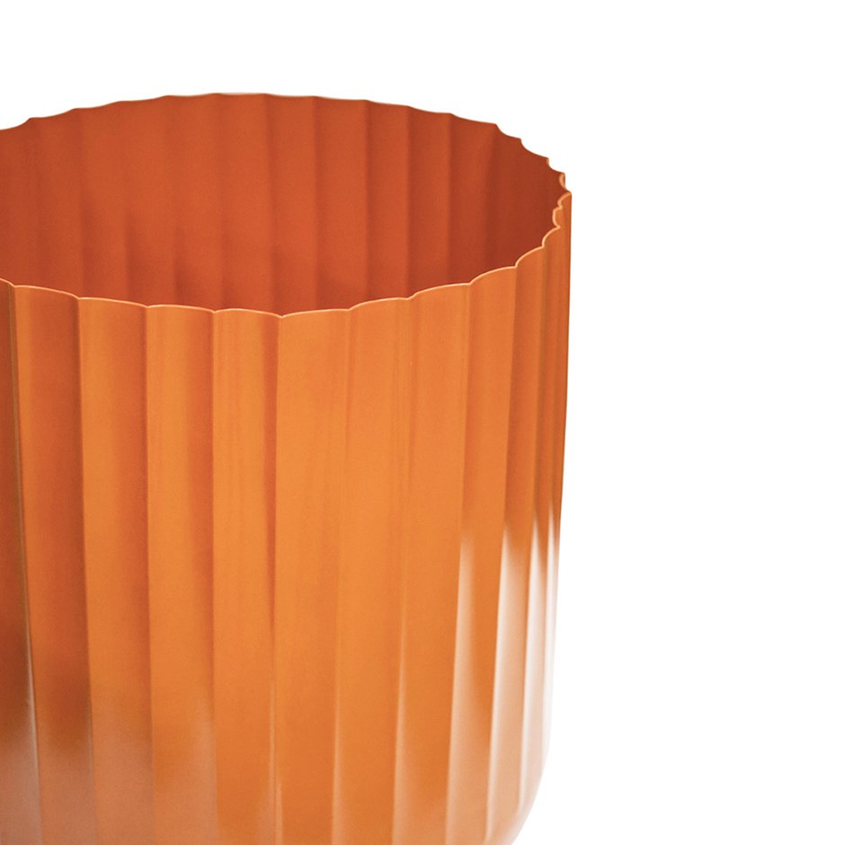 Set of 2 Hudson Orange Corrugated Steel Planters | H32cm H37cm