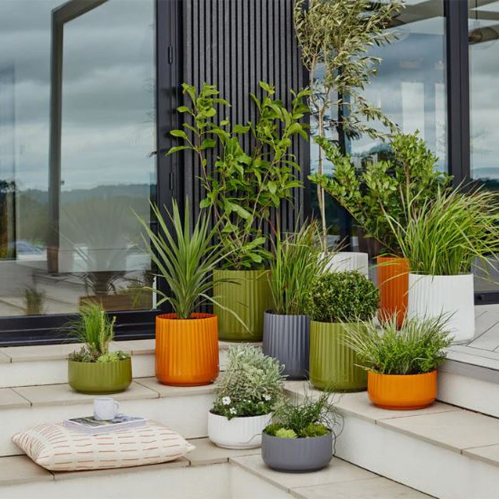 Hudson Green Corrugated Bowl Planter