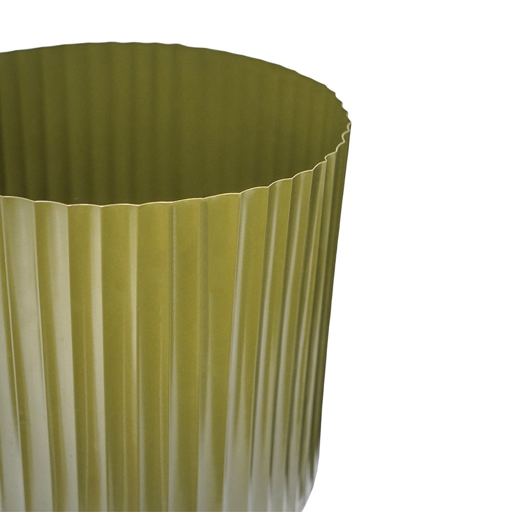 Set of 2 Hudson Green Corrugated Steel Planters | H32cm H37cm