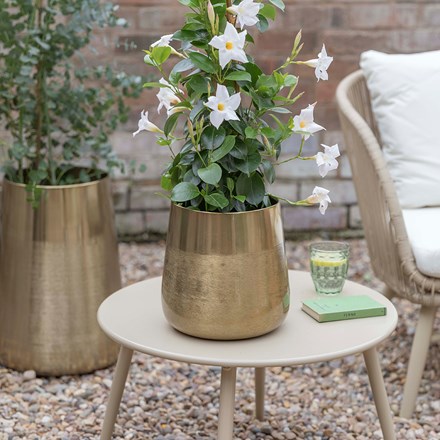 Set of 2 Prescot Steel Planters in Brass | H25cm H48cm