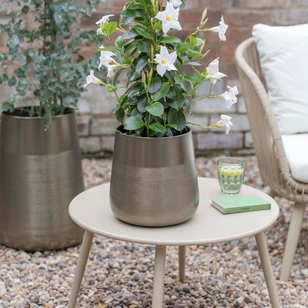 Set of 2 Prescot Steel Planters in Pewter | H25cm H48cm