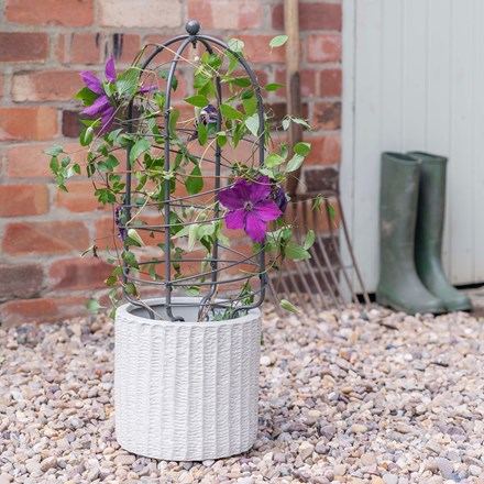 Outdoor Steel Pot Plant Support in Zinc