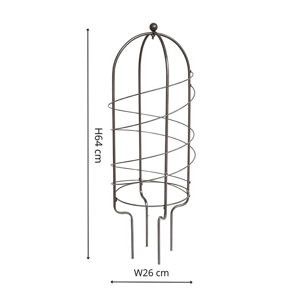 Outdoor Steel Pot Plant Support in Zinc