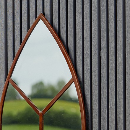Outdoor Leaf Arch Mirror in Natural Rust | H90cm W50cm