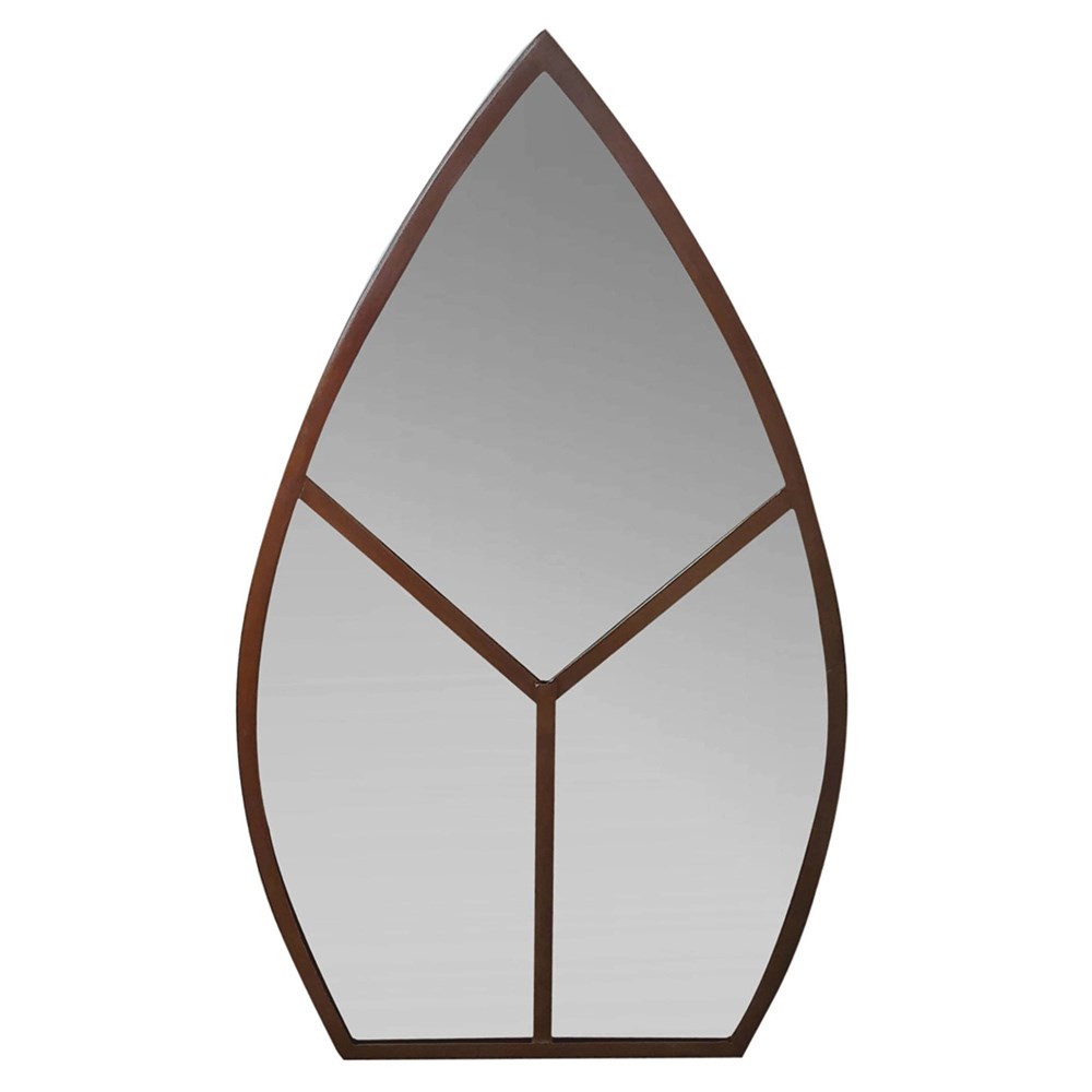 Outdoor Leaf Arch Mirror in Natural Rust | H90cm W50cm