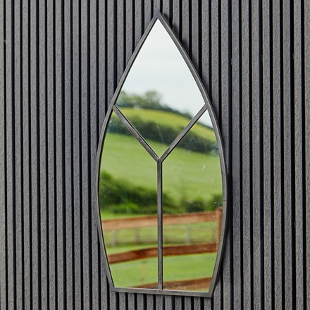 Outdoor Leaf Arch Mirror in Natural Black | H90cm W50cm