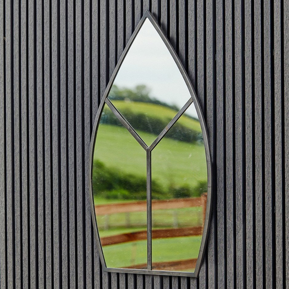 Outdoor Leaf Arch Mirror in Natural Black | H90cm W50cm