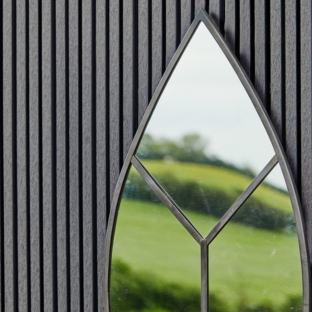 Outdoor Leaf Arch Mirror in Natural Black | H90cm W50cm