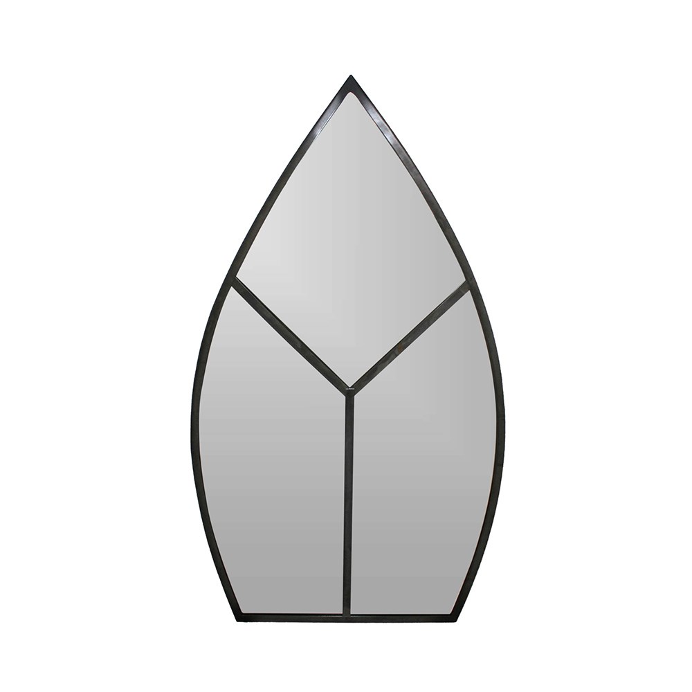 Outdoor Leaf Arch Mirror in Natural Black | H90cm W50cm