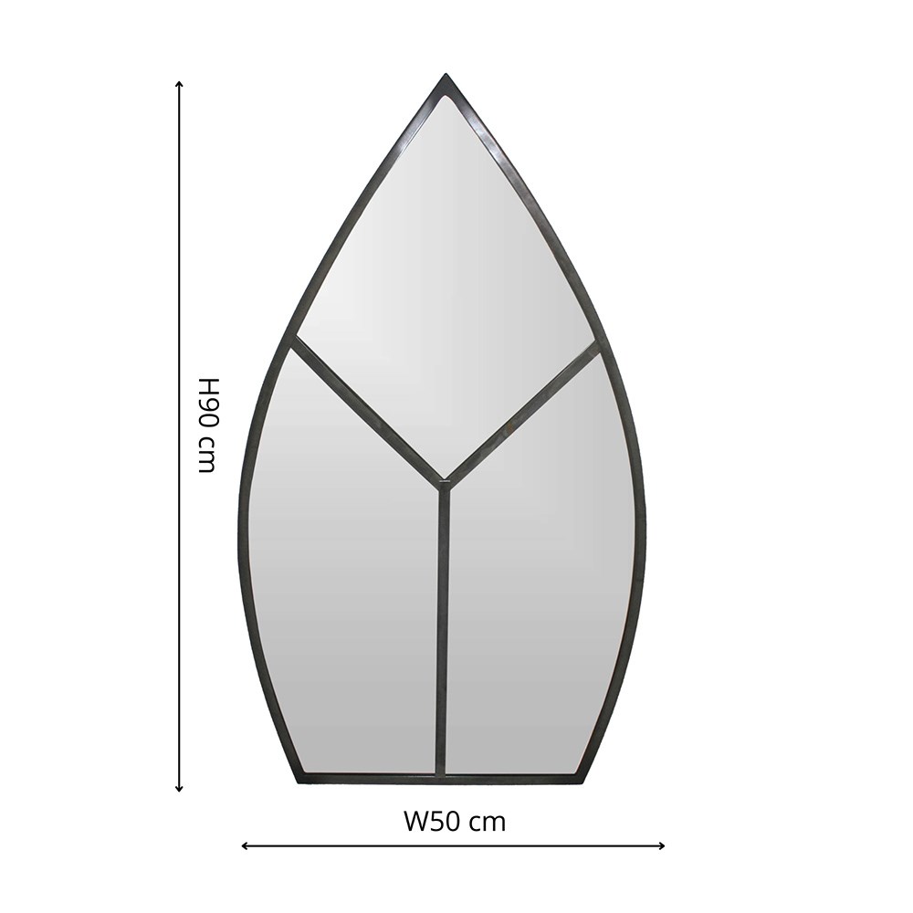 Outdoor Leaf Arch Mirror in Natural Black | H90cm W50cm