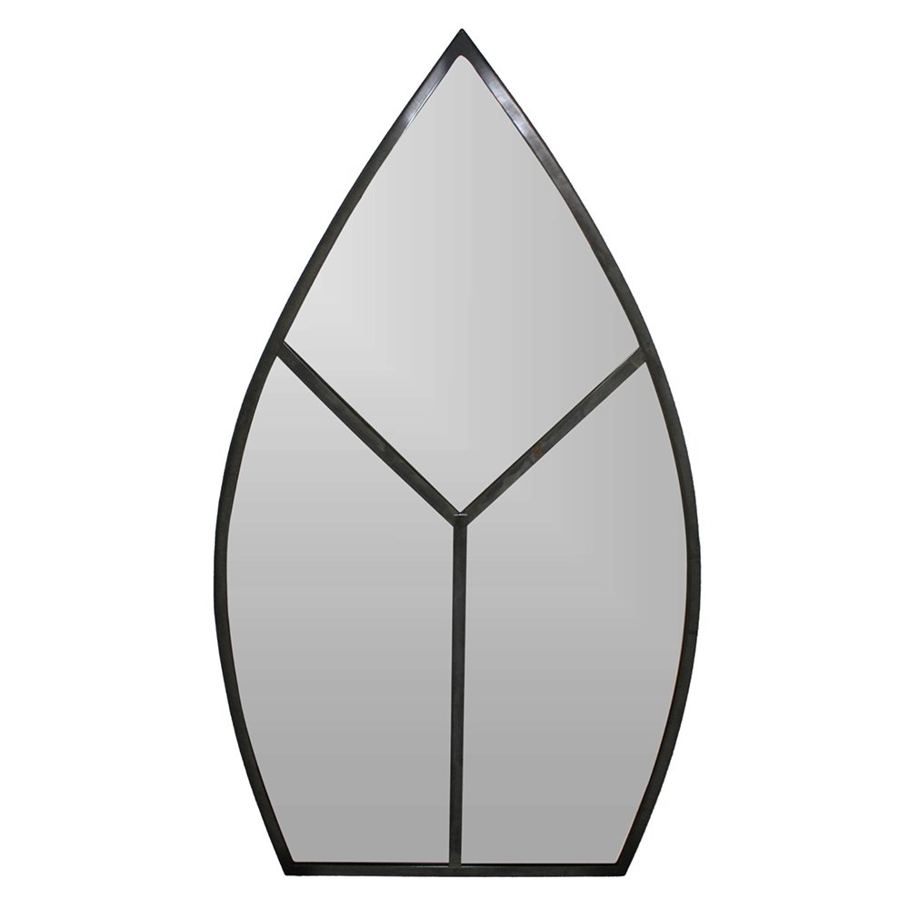Outdoor Leaf Arch Mirror in Natural Black | H90cm W50cm