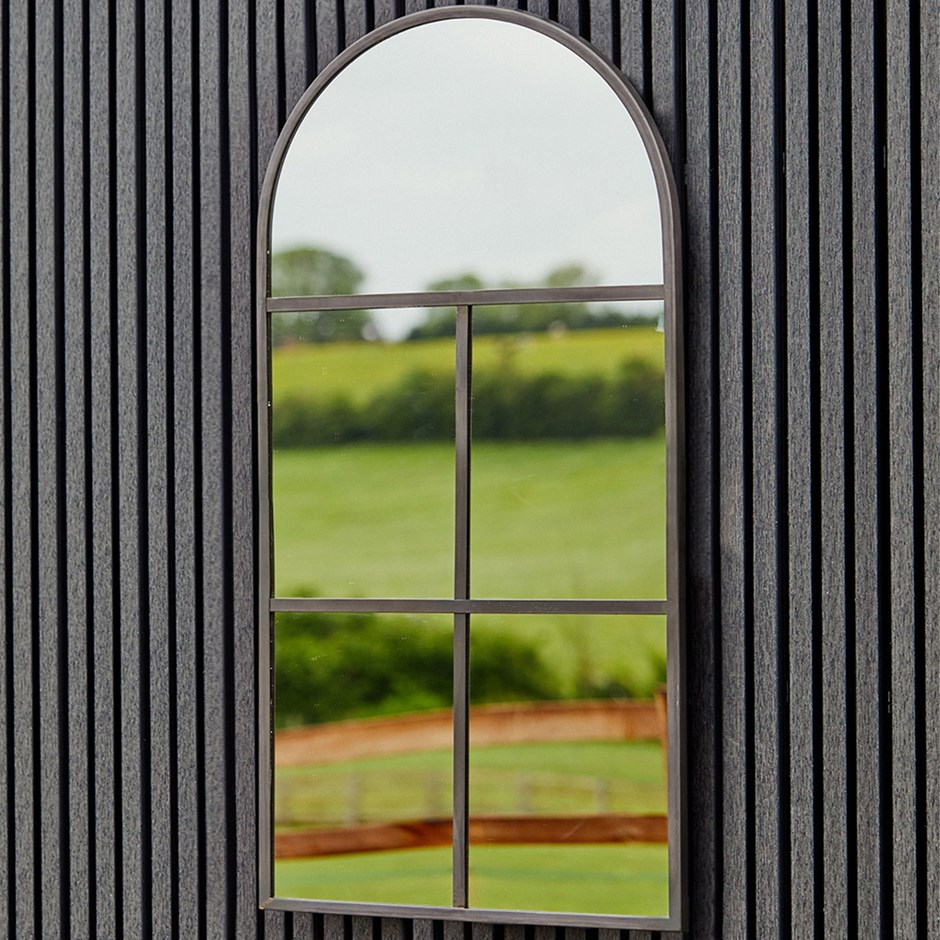 Outdoor Archway Mirror in Natural Black | H90cm W50cm