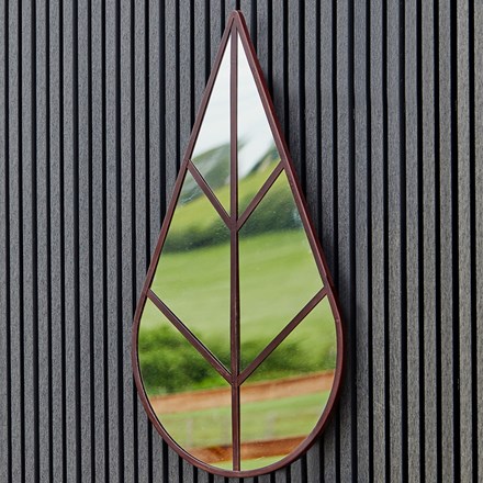 Outdoor Leaf Mirror in Natural Rust | H90cm W50cm