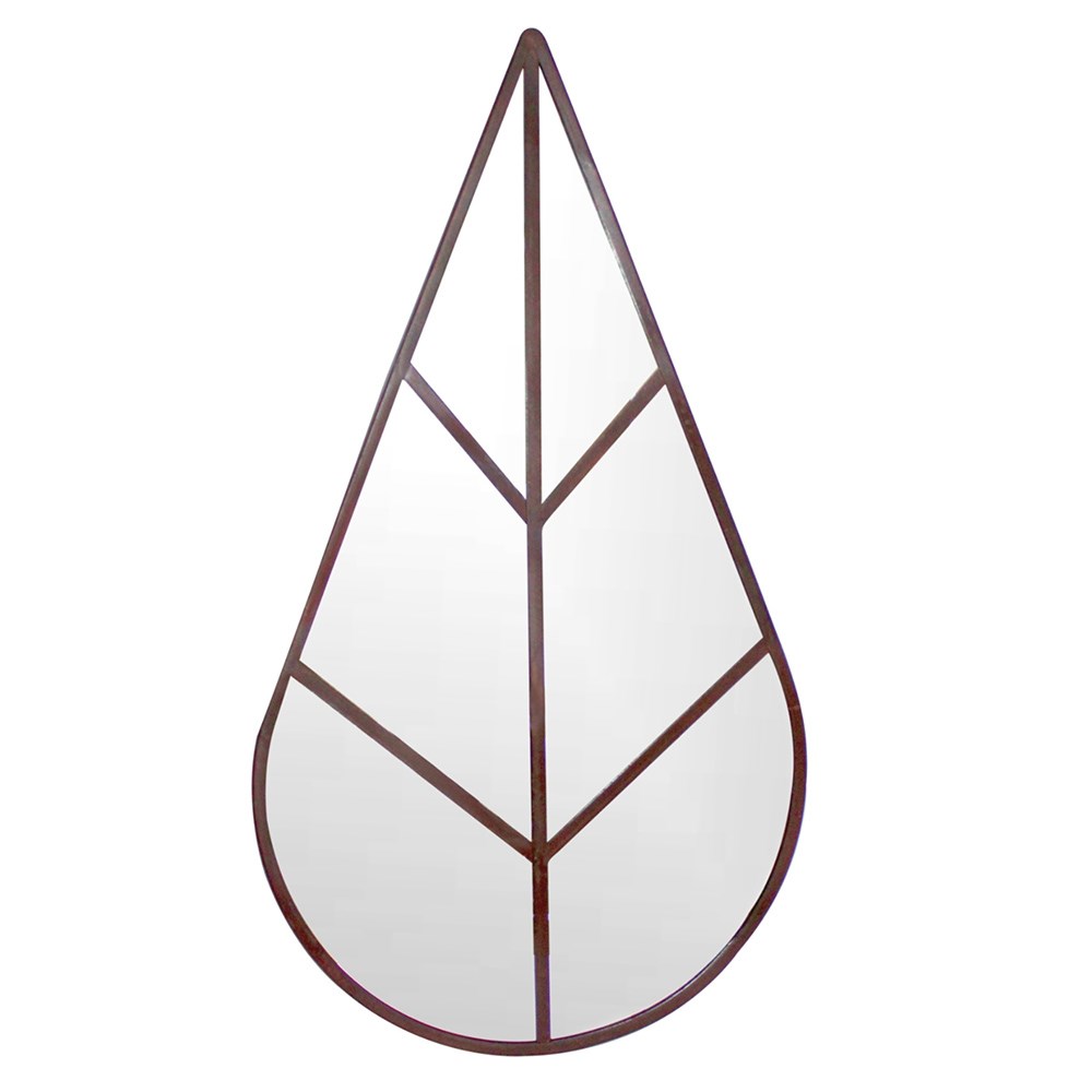 Outdoor Leaf Mirror in Natural Rust | H90cm W50cm