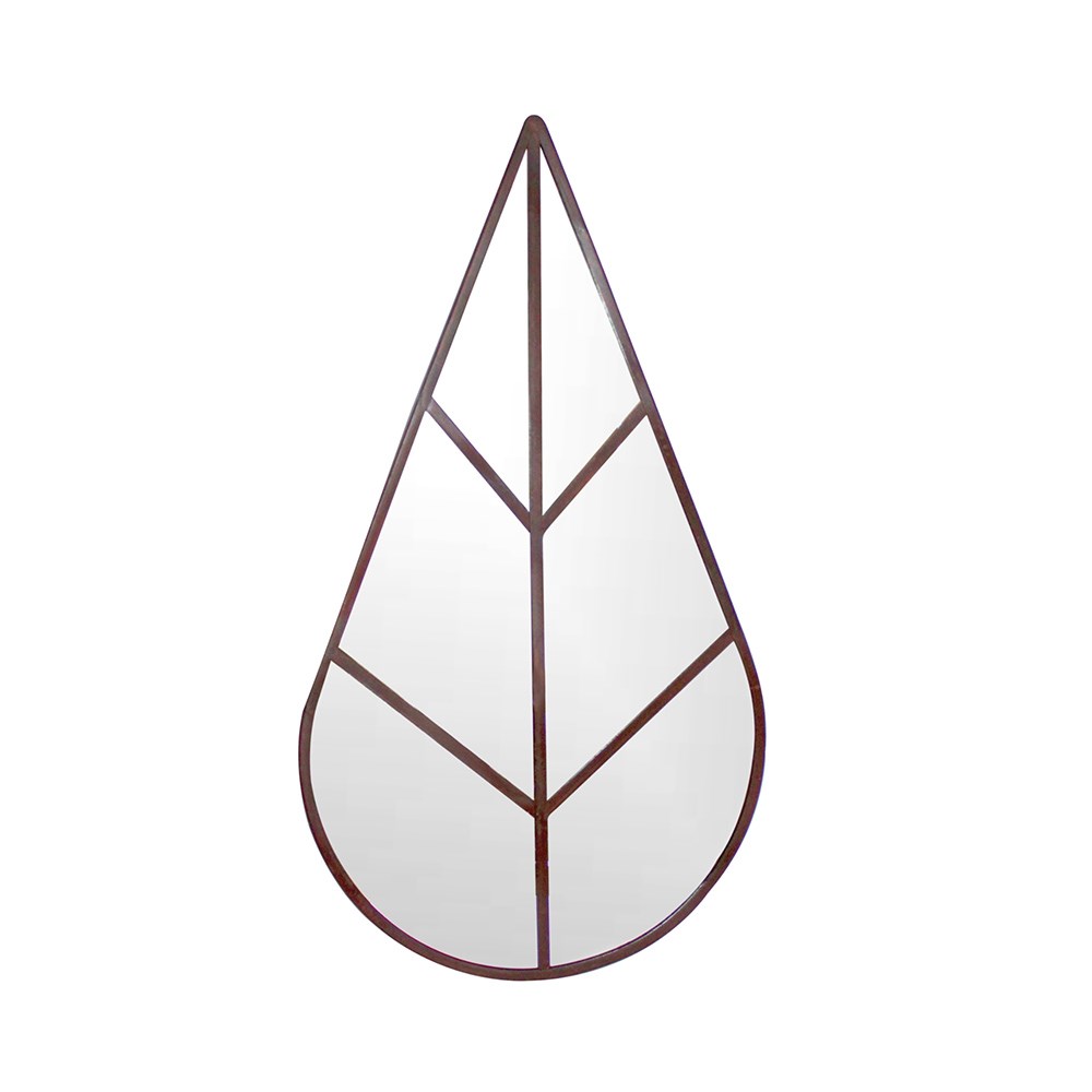 Outdoor Leaf Mirror in Natural Rust | H90cm W50cm