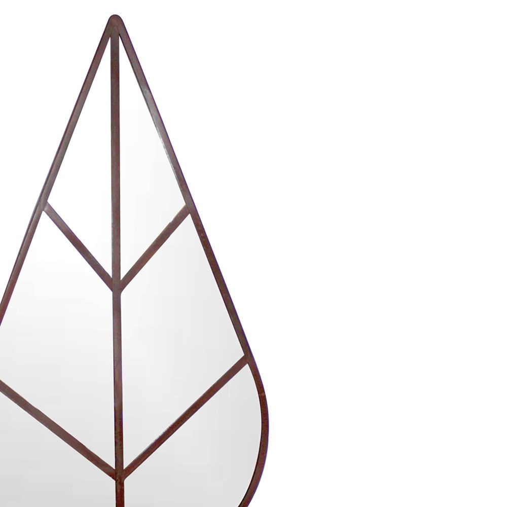 Outdoor Leaf Mirror in Natural Rust | H90cm W50cm