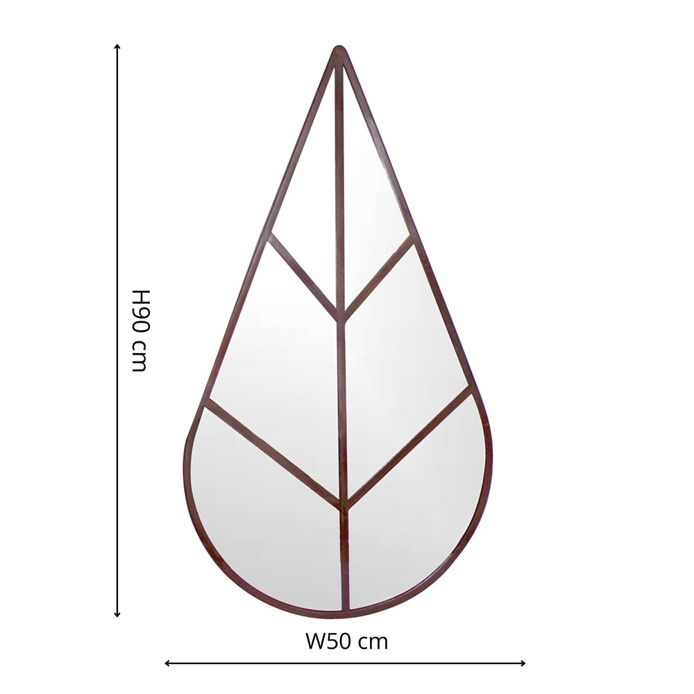 Outdoor Leaf Mirror in Natural Rust | H90cm W50cm