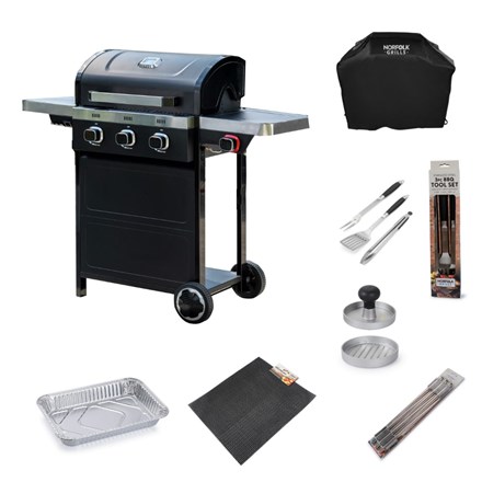 Vista 300 Barbecue Bundle | 3 Burner Gas Barbecue | Black