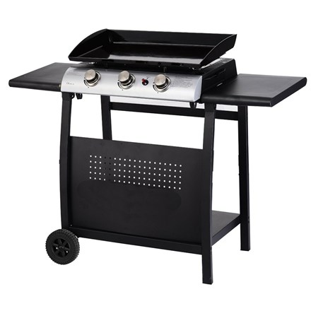 Three Burner Gas Plancha with Stand | Silver