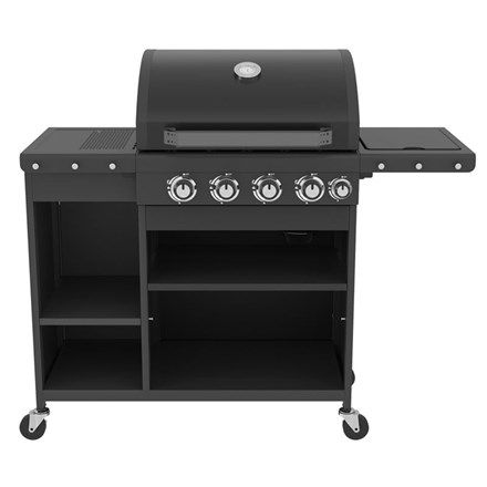 Garden Kitchen Gas Barbecue with 5 burners & Premium Cover | Black