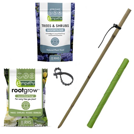 Premium Tree Planting Kit Rootgrow, Biofertilizer, Tree Stake, Tie & RabbitGuard