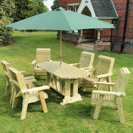 Ergo Outdoor Dining Table Set | 6 Seat | 6 Chairs | L290cms