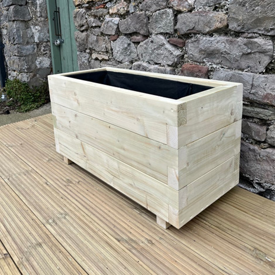 Devonshire Planter | Natural | Wood | Trough Planter | L60 x H40 cms