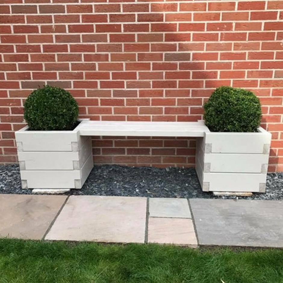 Devonshire Wooden Square Planters & Bench