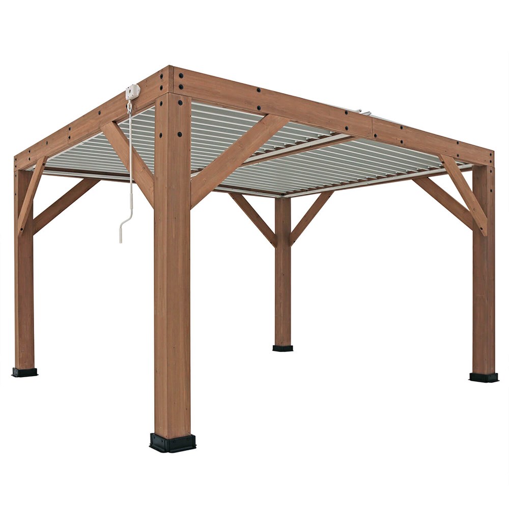 Meridian Cedar Wood Gazebo With Louvered Roof 11 x 13 Ft