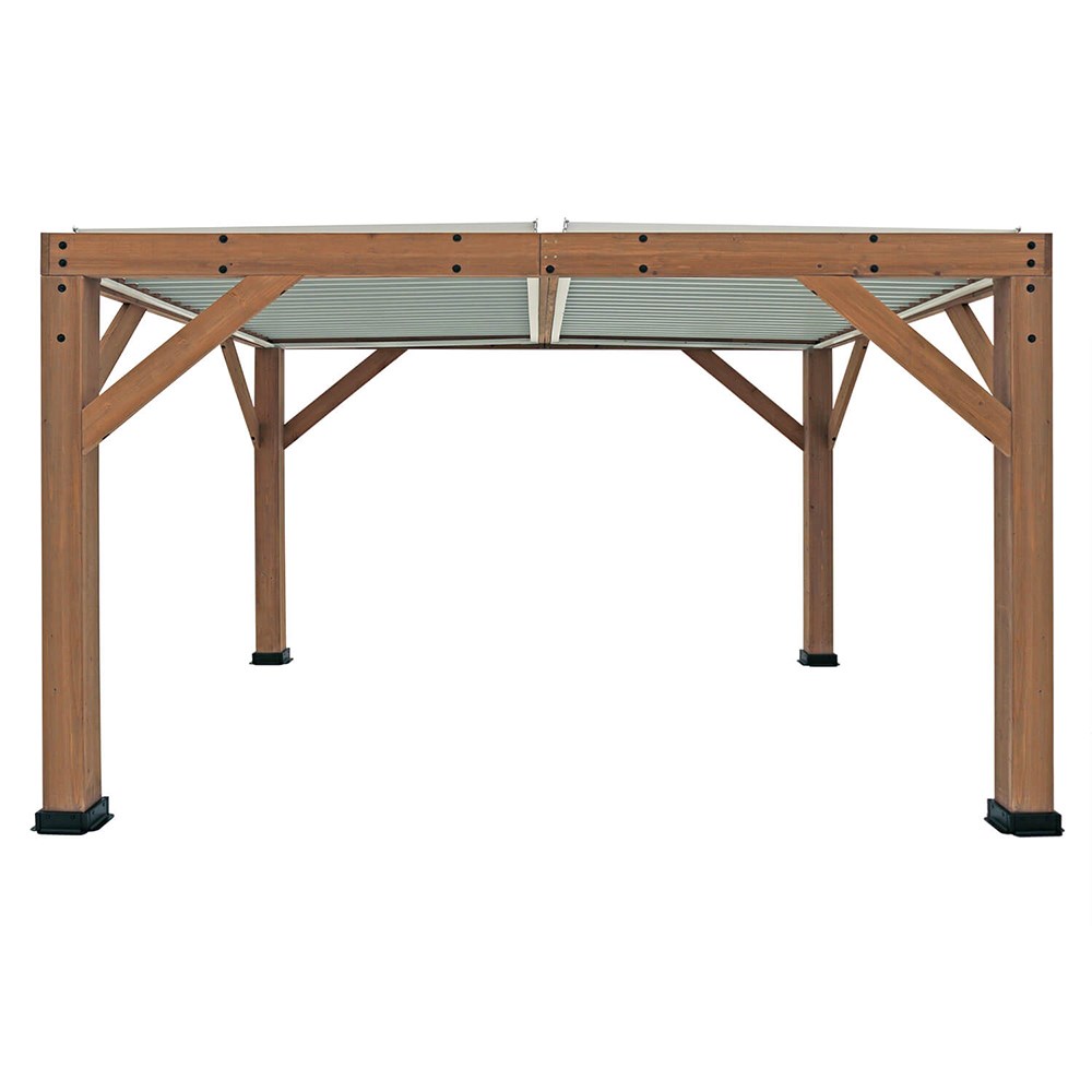 Meridian Cedar Wood Gazebo With Louvered Roof 11 x 13 Ft