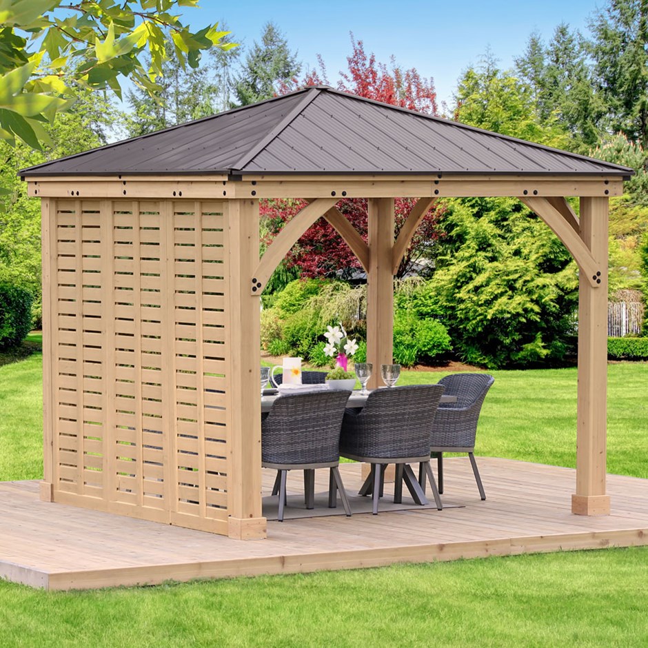 Meridian Cedar Wood Gazebo with Single Wall