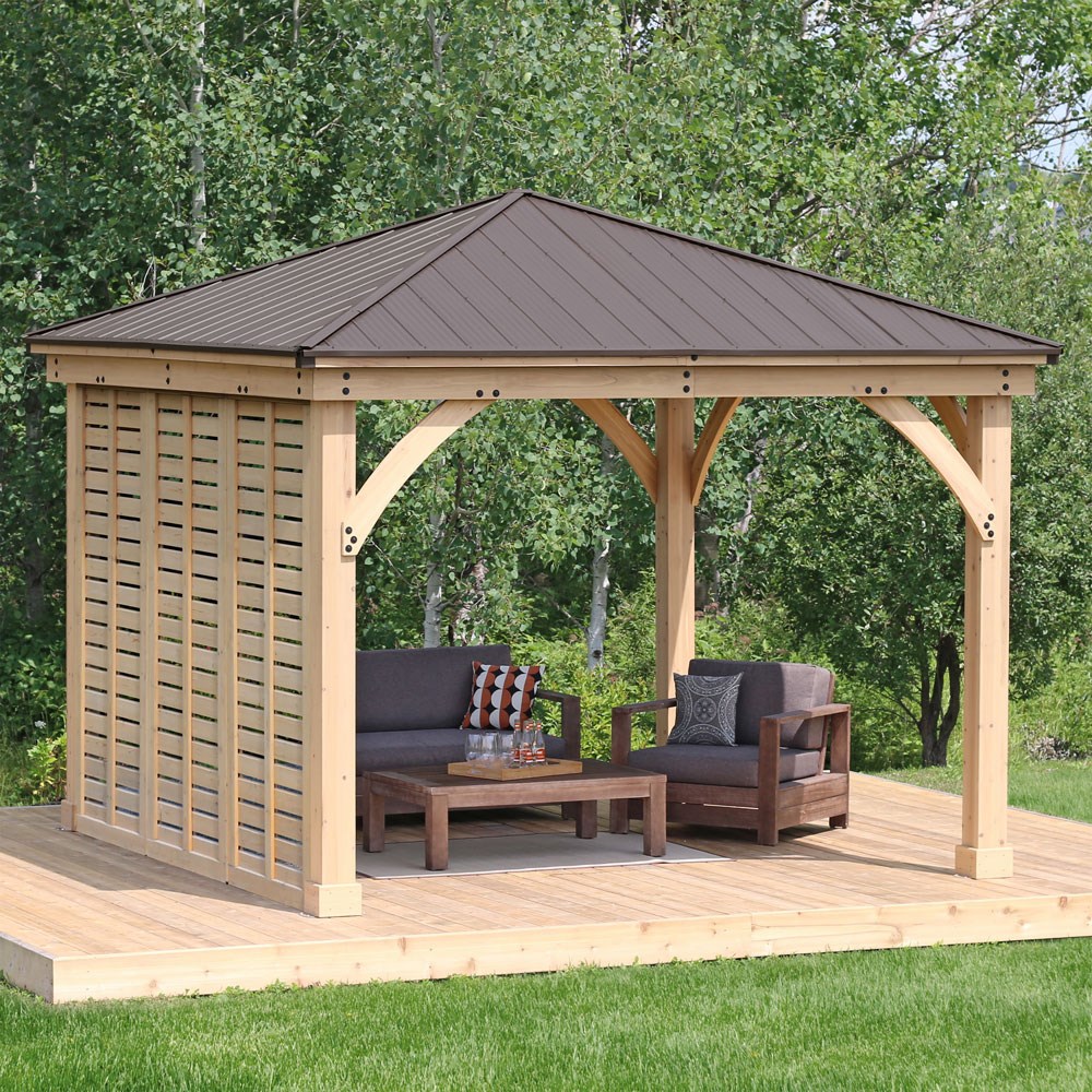 Meridian Cedar Wood Gazebo with Single Wall