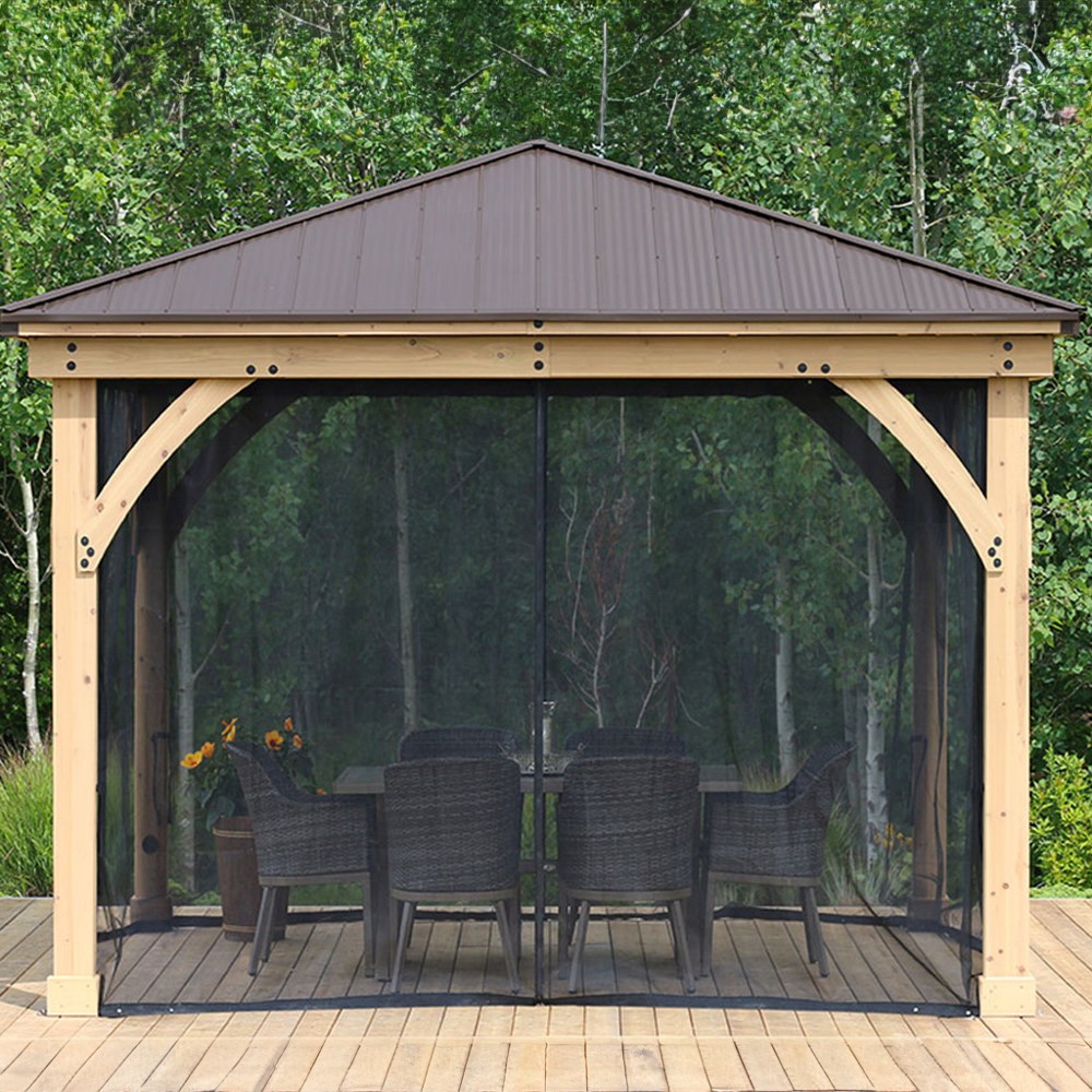 Meridian Cedar Wood Gazebo with Mesh Kit