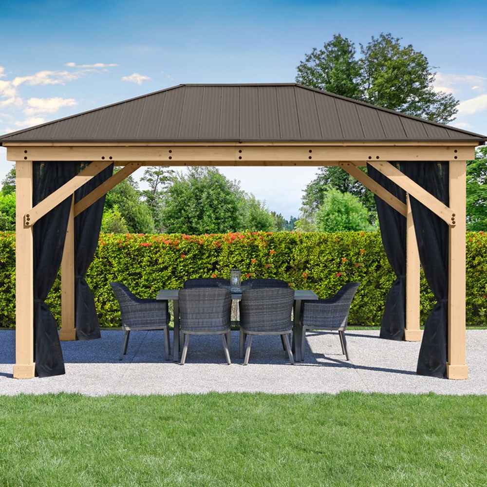 Meridian Cedar Wood Gazebo with Mesh Kit