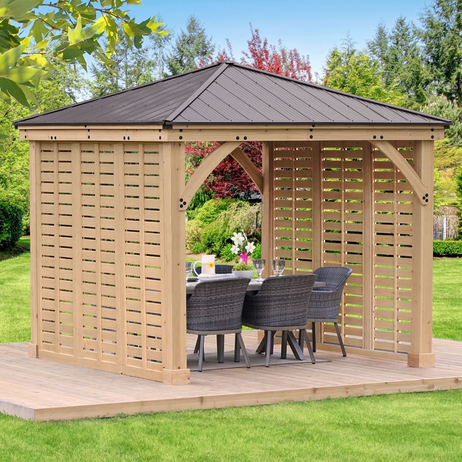 Meridian Cedar Wood Gazebo with Double Wall