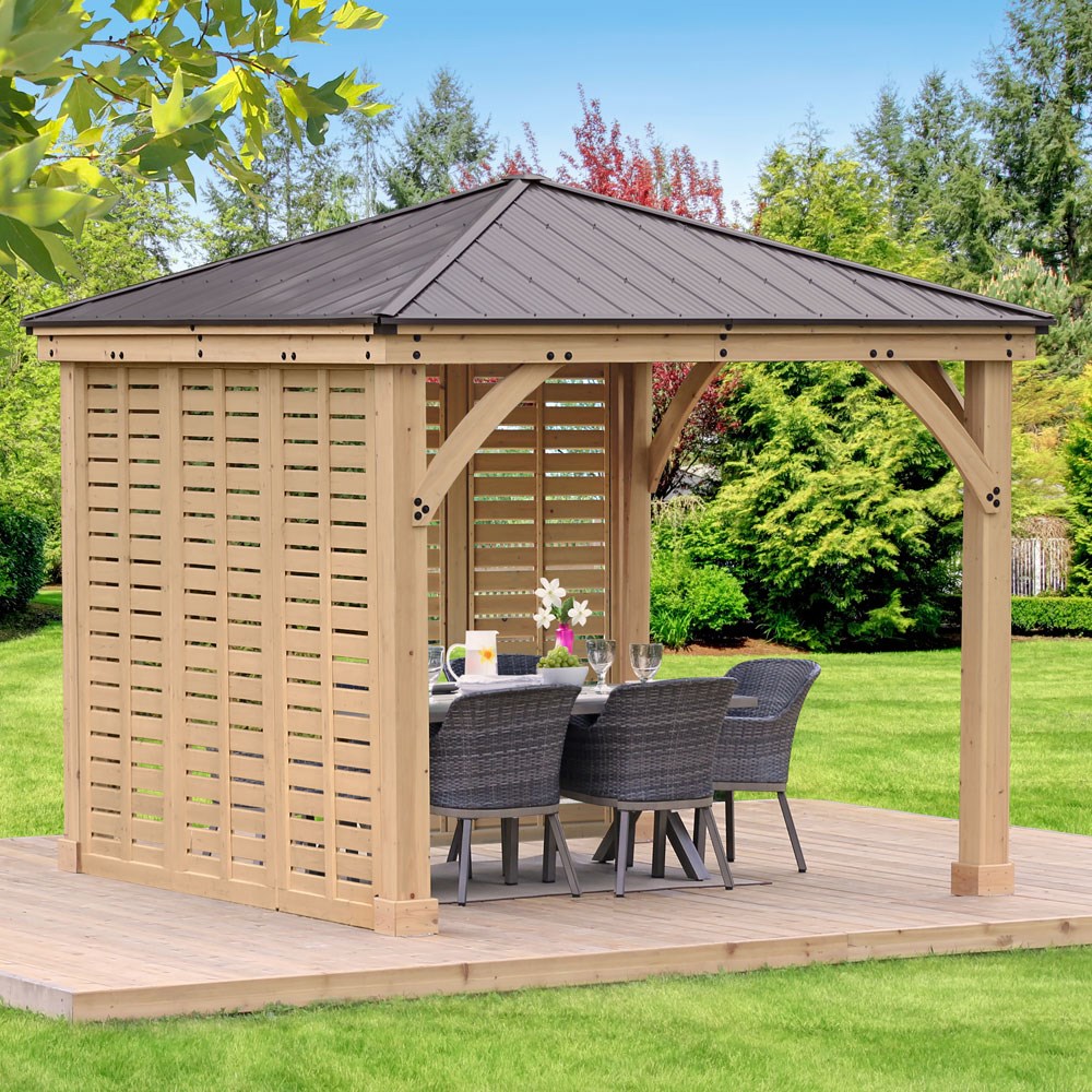 Meridian Cedar Wood Gazebo with Double Wall