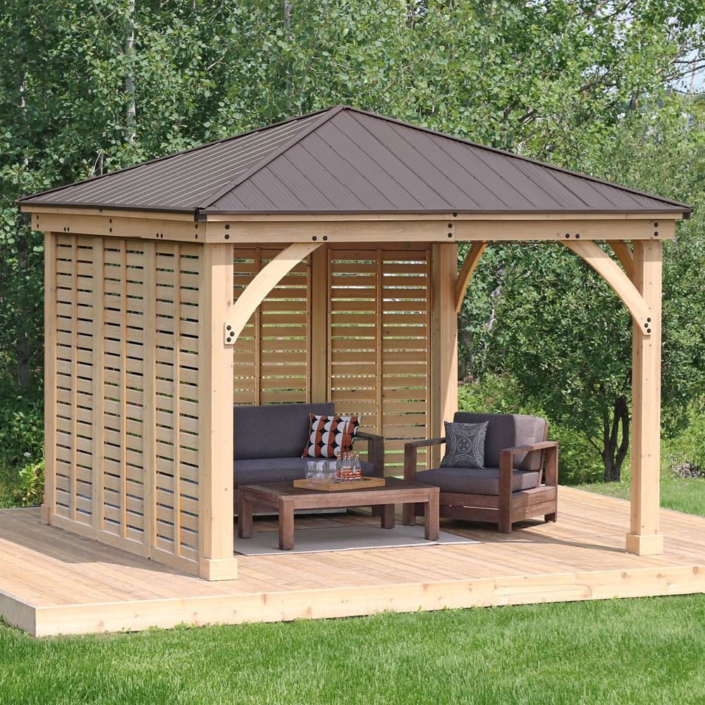 Meridian Cedar Wood Gazebo with Double Wall