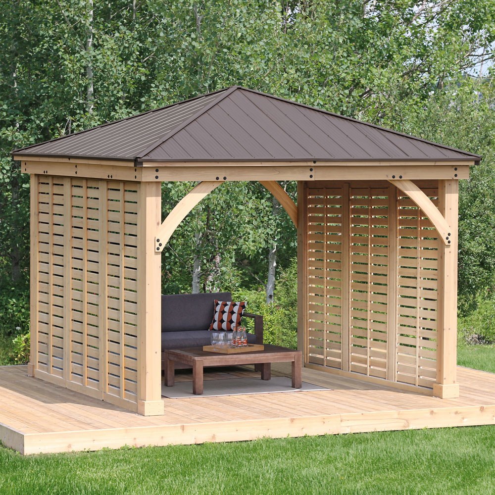 Meridian Cedar Wood Gazebo with Double Wall