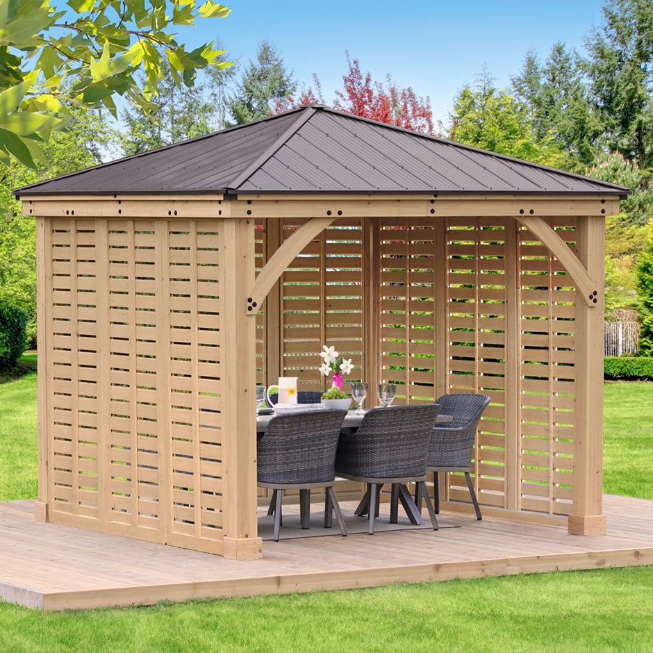 Meridian Cedar Wood Gazebo with Triple Wall