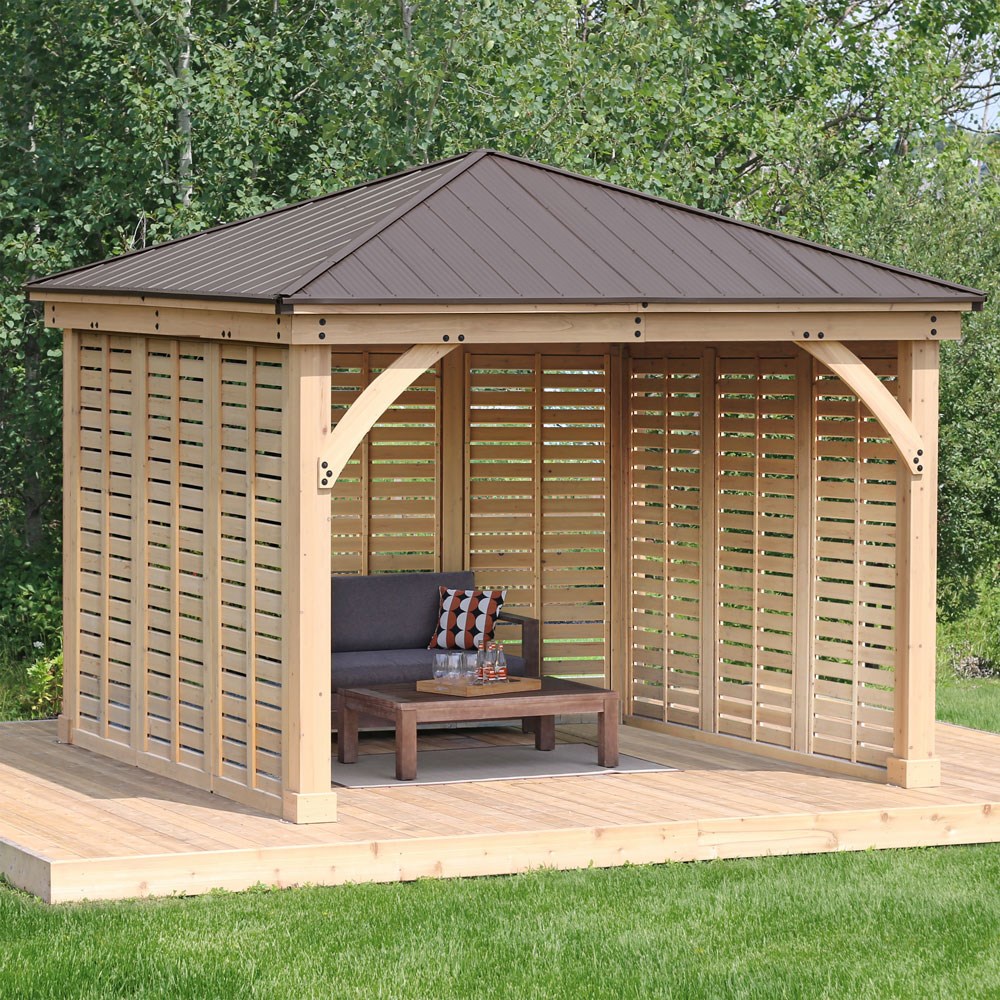 Meridian Cedar Wood Gazebo with Triple Wall