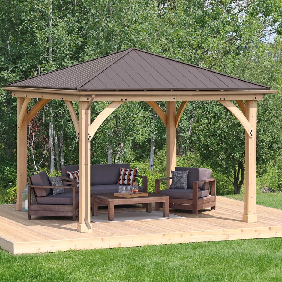 Meridian Cedar Wood Gazebo with Guttering