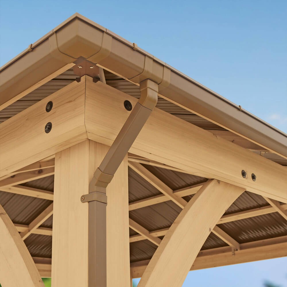 Meridian Cedar Wood Gazebo with Guttering