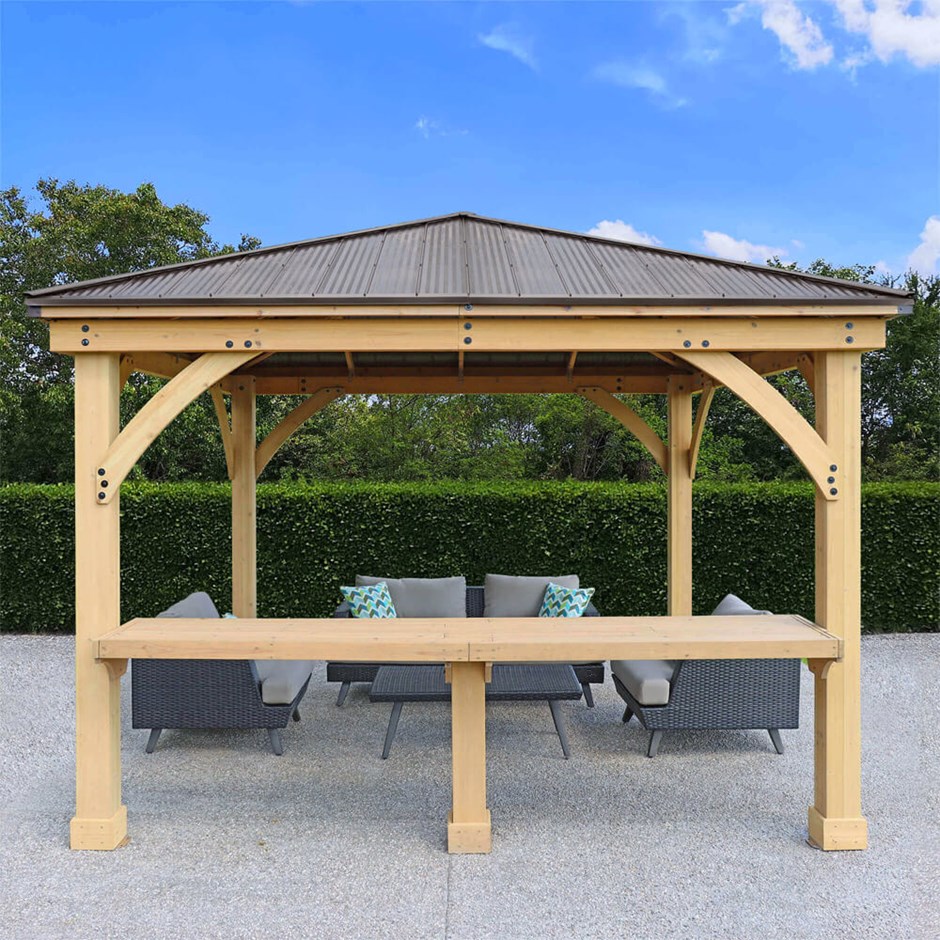 Meridian Cedar Wood Gazebo With 10ft Counter 10 x 10 Ft