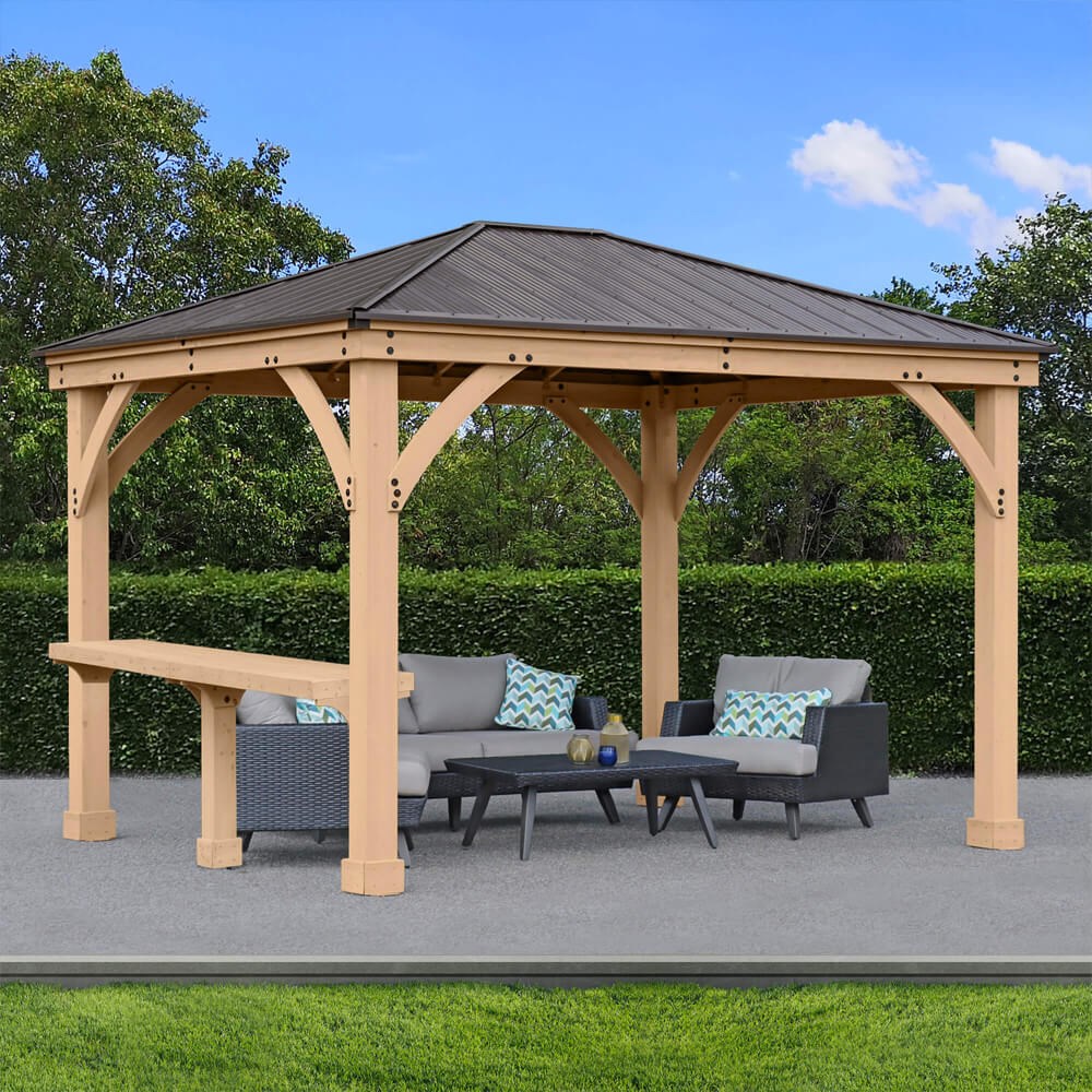 Meridian Cedar Wood Gazebo With 10ft Counter 10 x 10 Ft