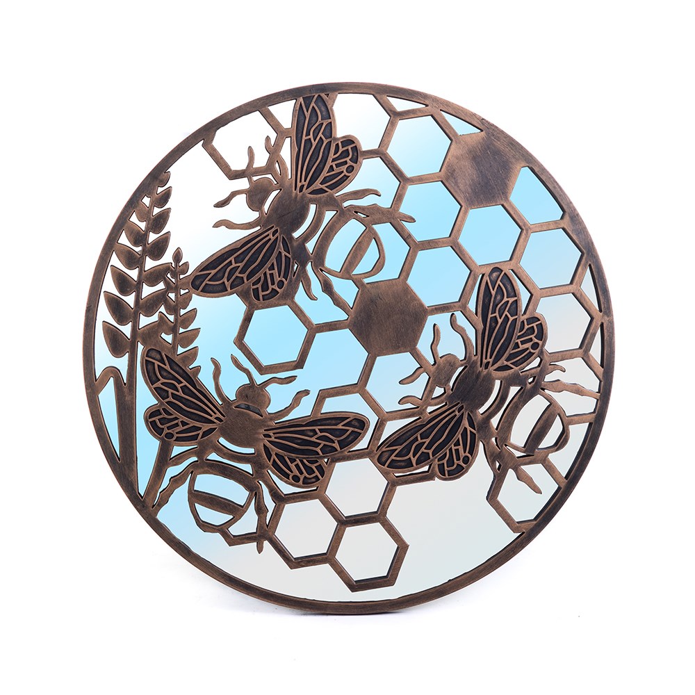 Bee Glass Mirror | Brown | 65 x 65 cms