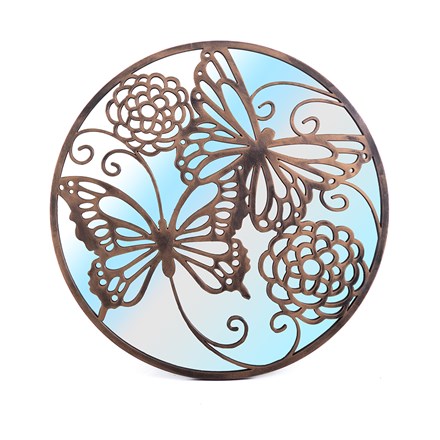 Butterfly Glass Mirror | Brown | 65 x 65 cms