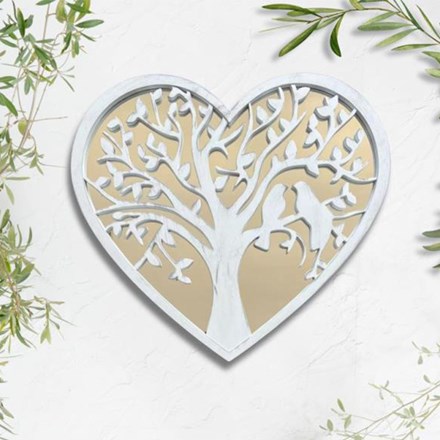 Heart Love Glass Birds Mirror | 61 x 68 cms