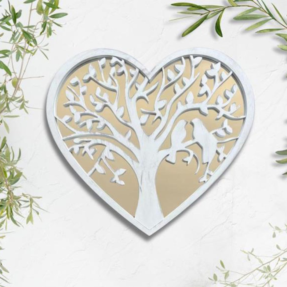 Heart Love Glass Birds Mirror | 61 x 68 cms