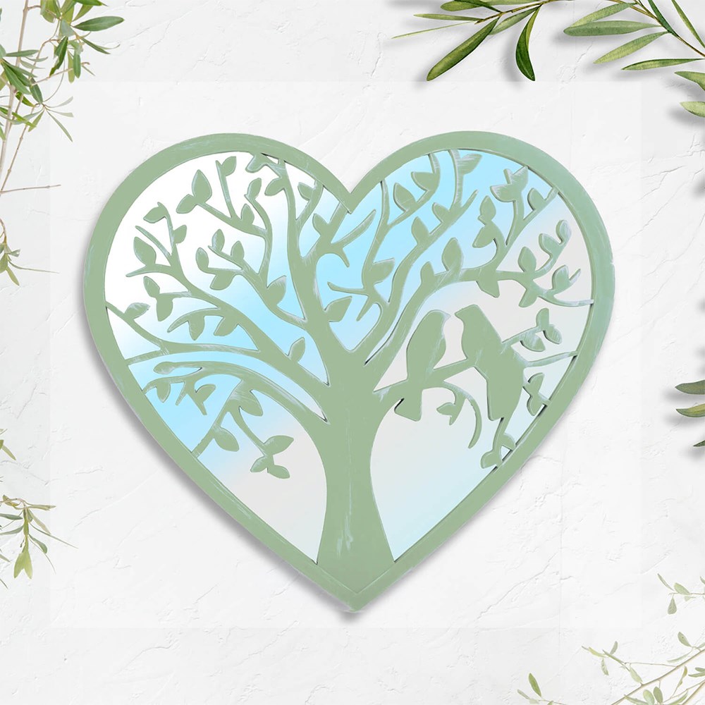 Heart Love Glass Birds Mirror | 61 x 68 cms