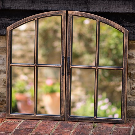 Window Glass Mirror | Brushed Copper | 80 x 75 cms